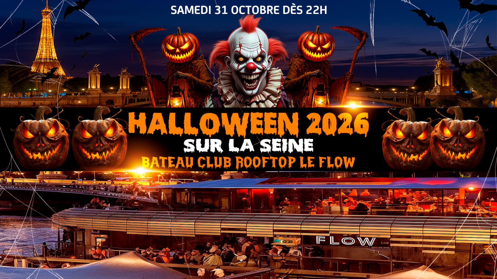 Halloween Boat Rooftop Club Party Géante Hanté Sur La Seine