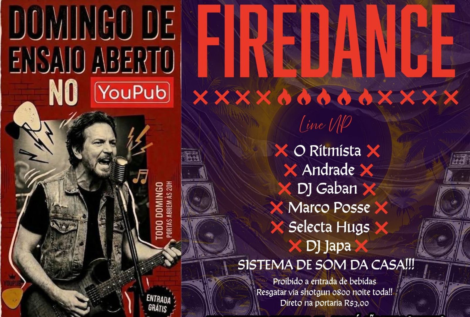 Sound & Vision Com Ensaio Aberto + Domingueira Fire Dance.