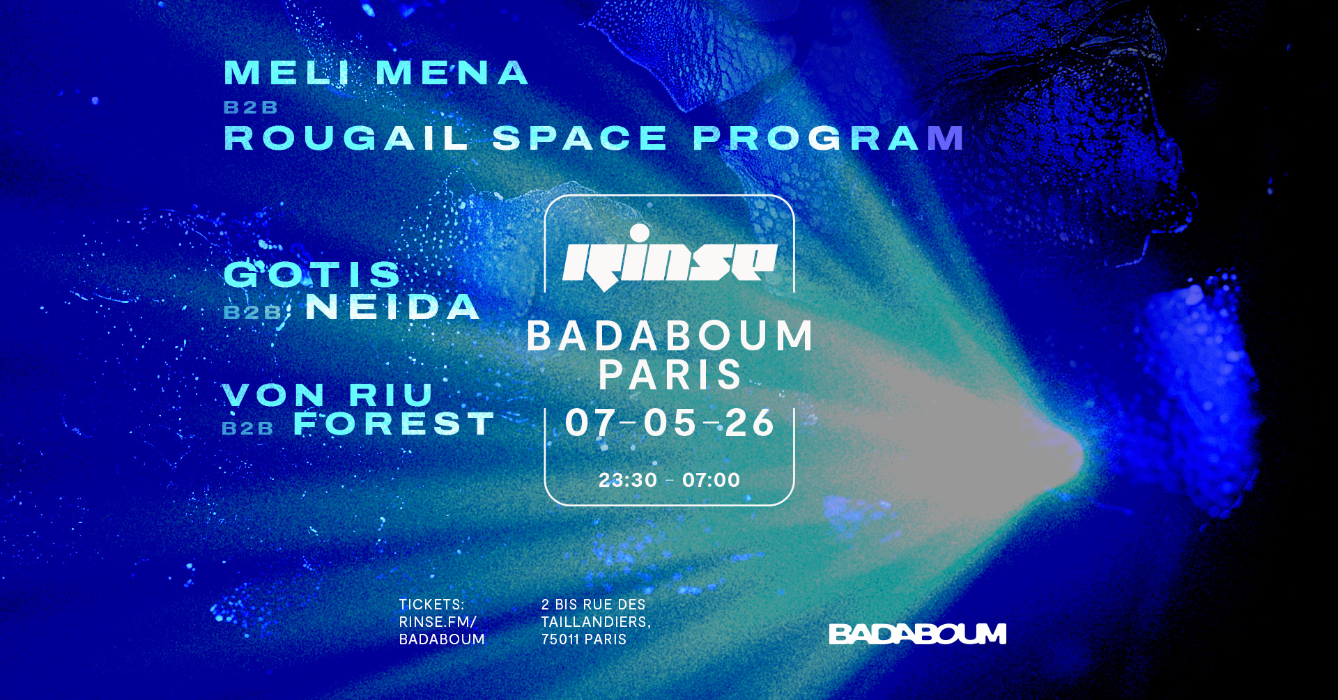 Club — Rinse All Stars: Forest, GOTIS, Neida, Von Riu & more