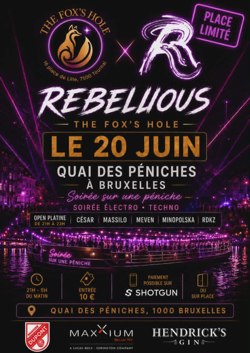 The Fox's Hole // Rebellious, Bruxelles · Bilhetes Shotgun