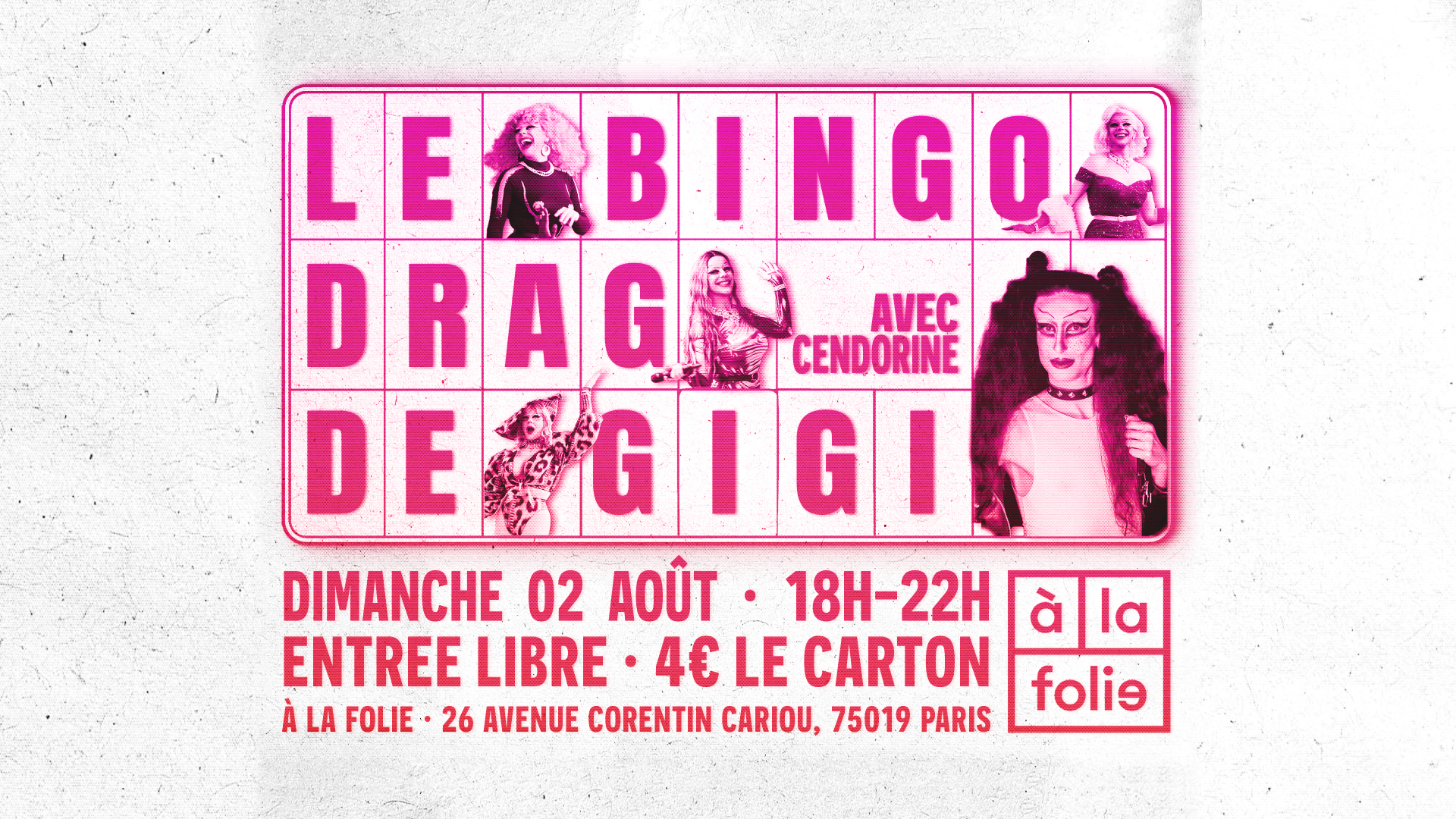 Bingo Drag de Gigi Von Dredee à la Folie! avec Cendorine