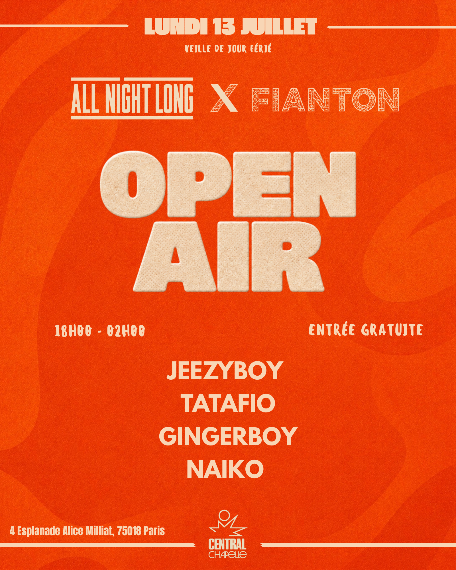 All Night Long X Fianton Open Air — Central Chapelle, Paris