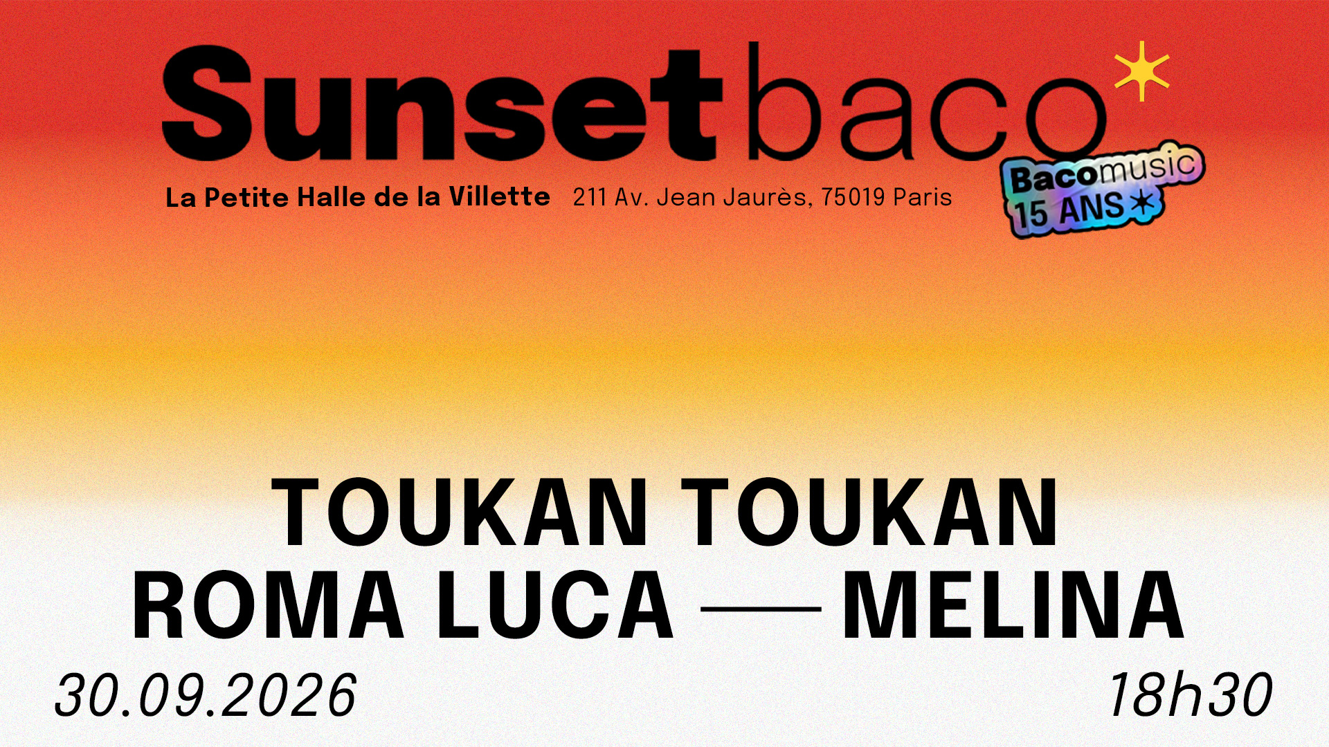 SUNSET BACO #4 – Toukan Toukan + Melina + Roma Luca