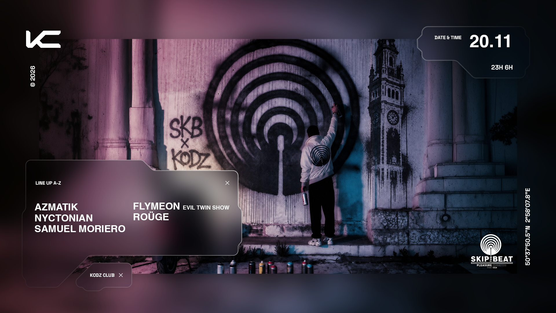 Kodz X Skip The Beat Presents : Samuel Moriero, Flymeon, Englos