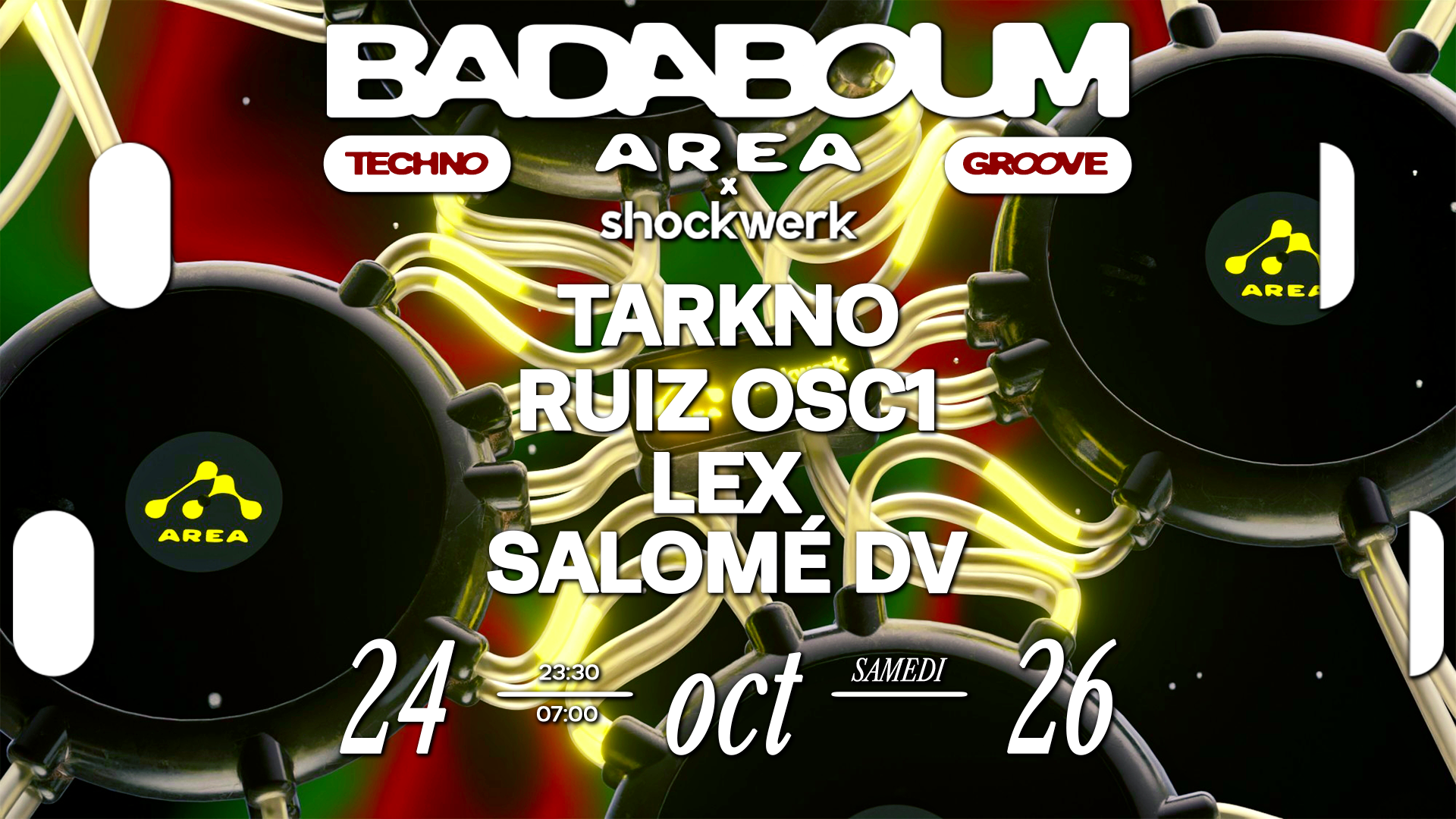 Club — Area x Shockwerk: TARKNO, RUIZ OSC1, LEX, Salomé DV