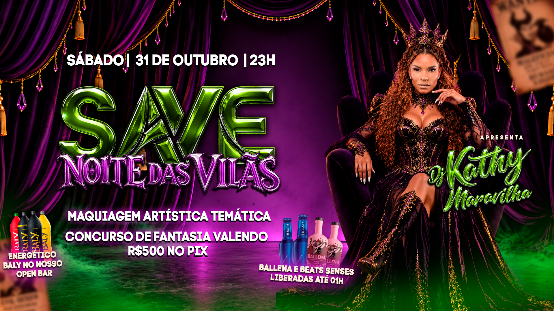SAVE HALLOWEEN | NOITE DAS VILÃS CONVIDA KATHY MARAVILHA