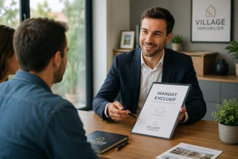Agent immobilier présentant un mandat exclusif à un vendeur