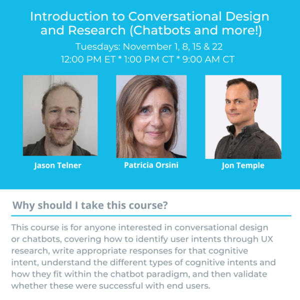 Introduction to conversational design and research (Chatbots and more!)