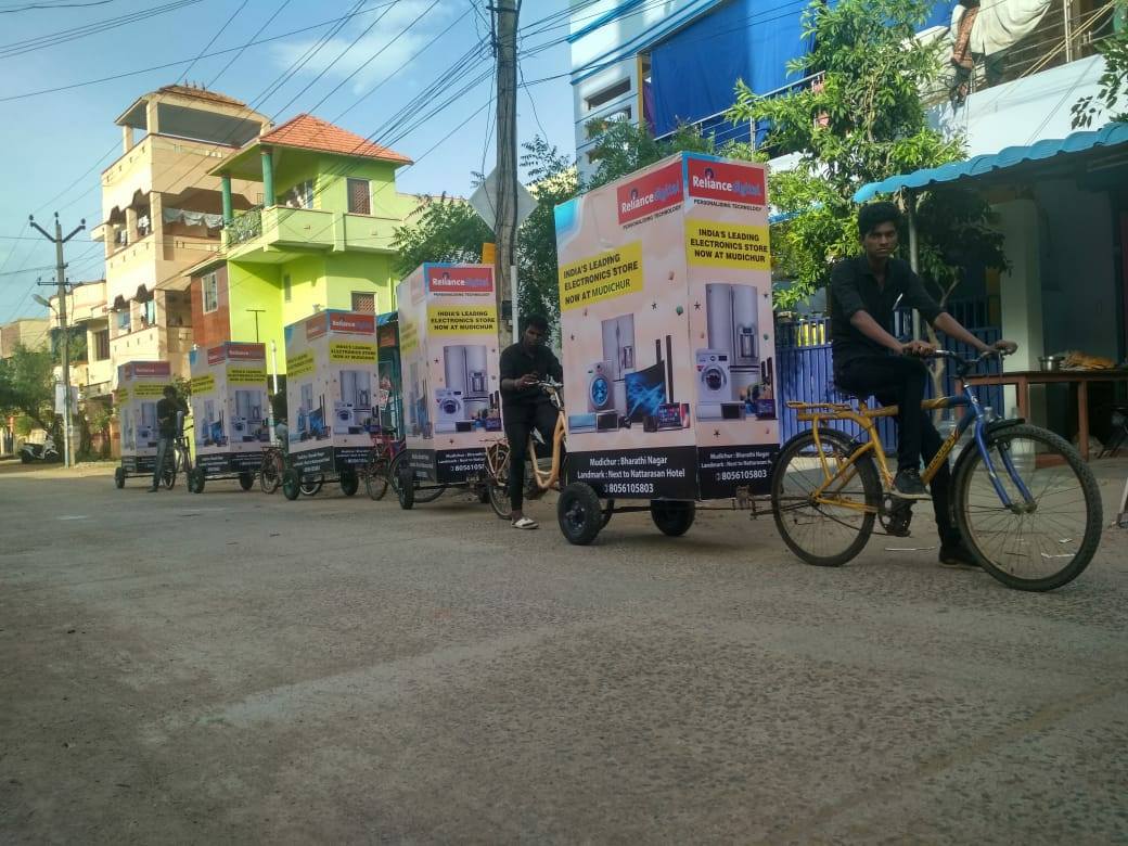 Tricyle advertising rally for Reliance Digital in Chennai