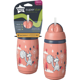 כוס מבודדת עם קשית ורודה