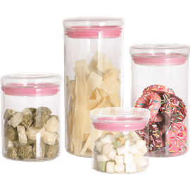 צנצנת מכסה זכוכית ורוד