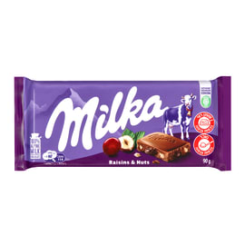 Milka Milk Chocolate with Hazelnuts & Raisins 90g