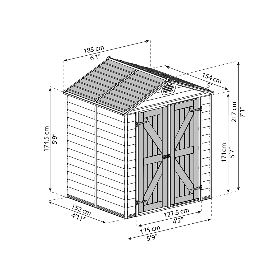 מחסן סקיילייט טאן 6X5