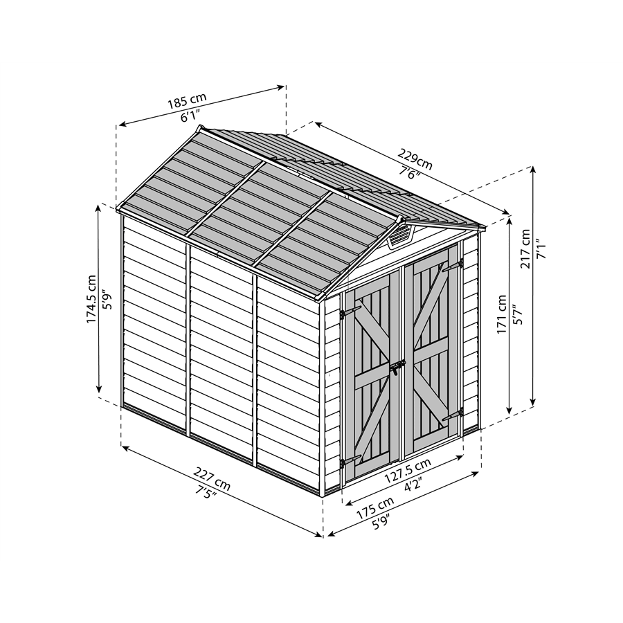 מחסן סקיילייט טאן 6X8