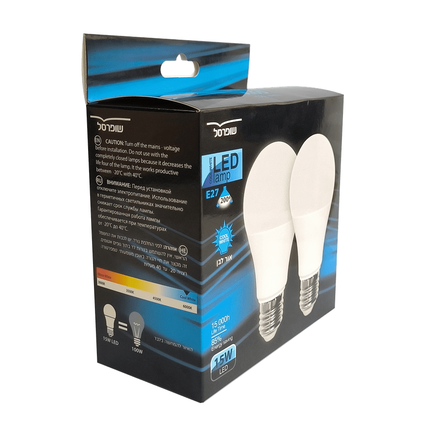 זוג נורות לד 15W אור לבן