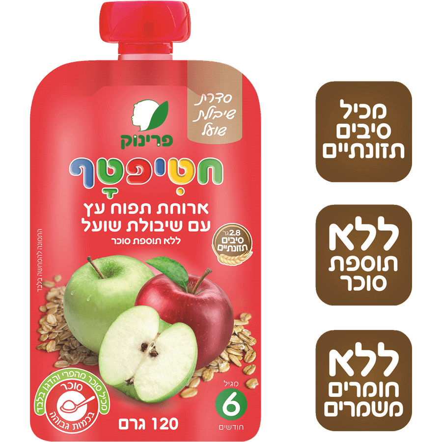 פרינוק - פאוץ' תפוח ושיבולת שועל 120 גרם