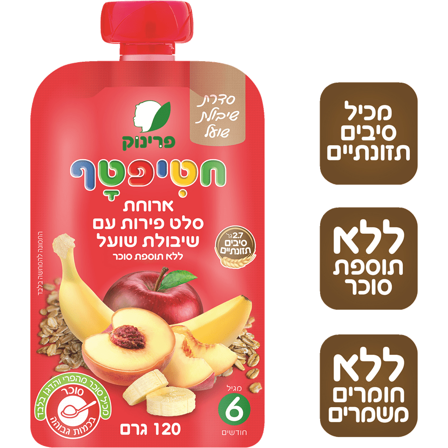 פרינוק - פאוץ' סלט פירות ושיבולת שועל 120 גרם