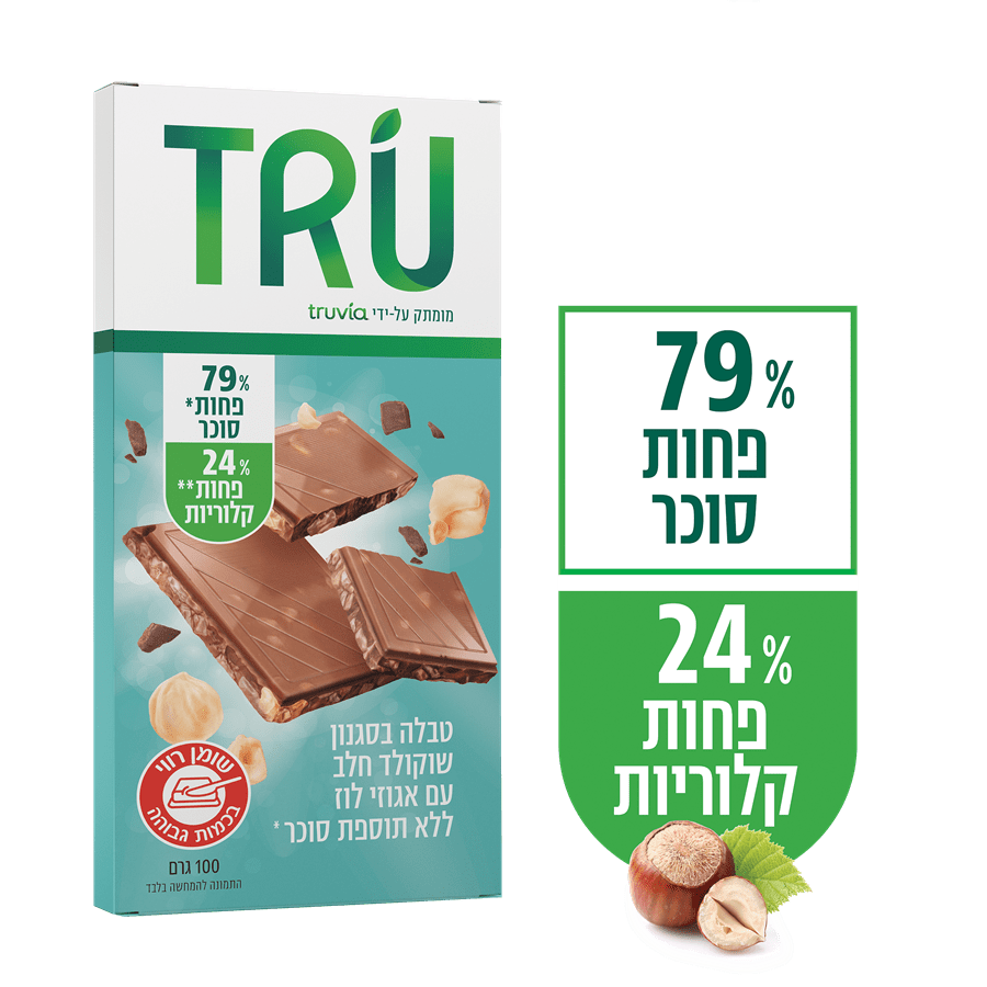 שוקולד חלב+אגוזים טרו 100 גר
