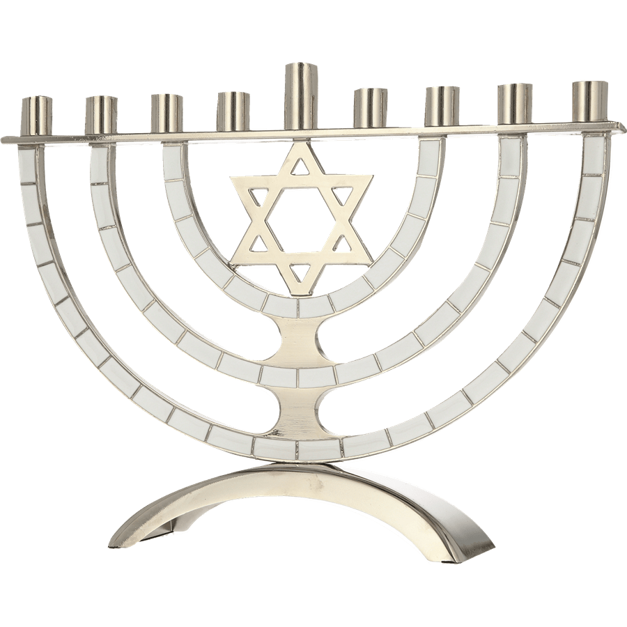 חנוכייה שיבוץ אבנים לבן