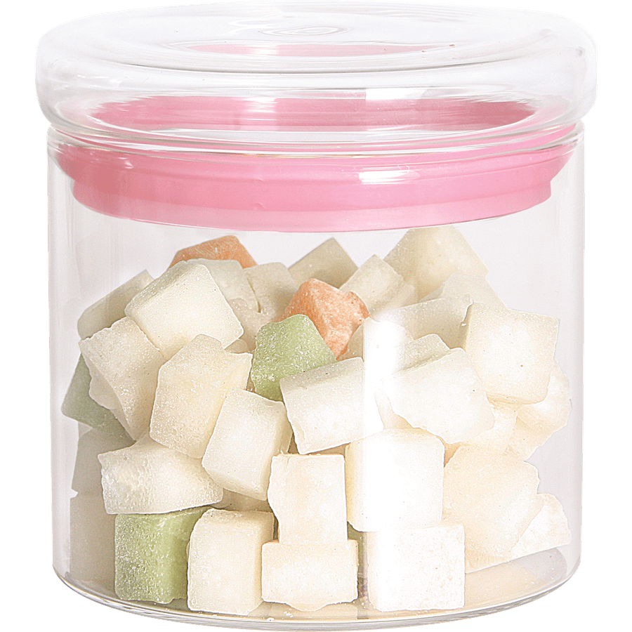 צנצנת מכסה זכוכית ורוד