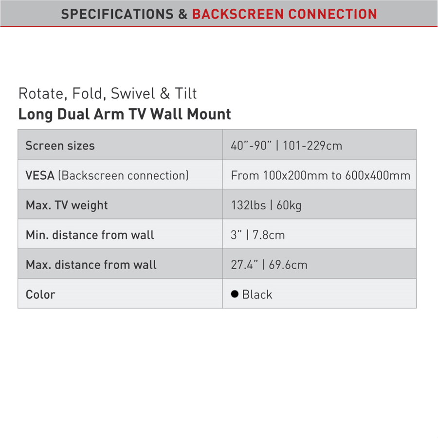 זרוע למסך 40-80"