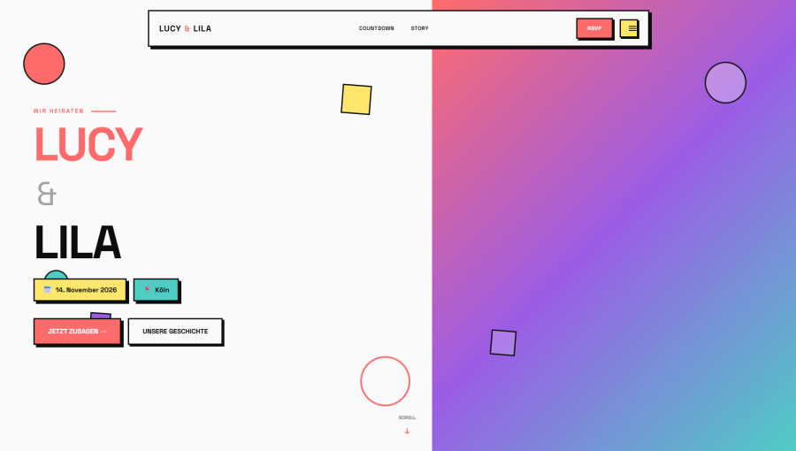 Contemporary Theme Hochzeitswebsite