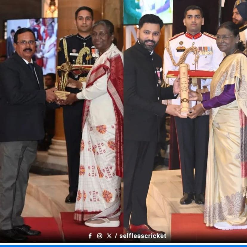 Rohit Sharma and his batting coach, both receiving national awards from the same President.
You simply cannot write a better script than this. 🥹