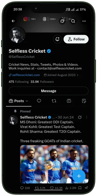 Selfless Cricket on X (Twitter)