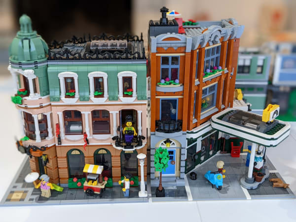 The Lego Boutique Hotel sitting next to the Corner Garage