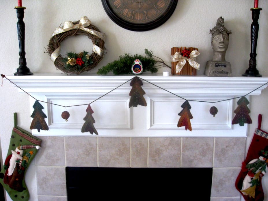 Fireplace mantel with all of the above crafts on it