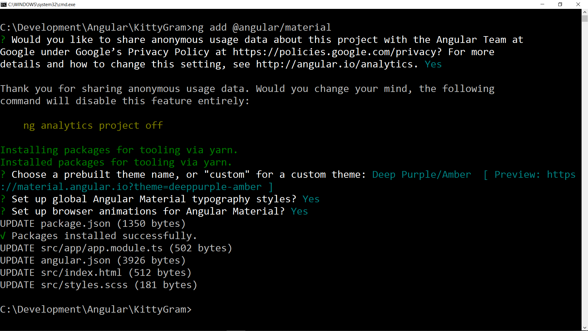 Setting up Angular Material