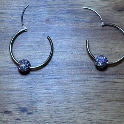 Silver-Tone Crystal Hoop Earrings, donated costume jewelry available to rent