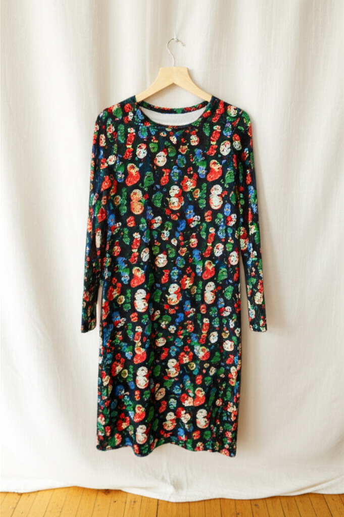 Festive Christmas Print Dress - Studio Shot