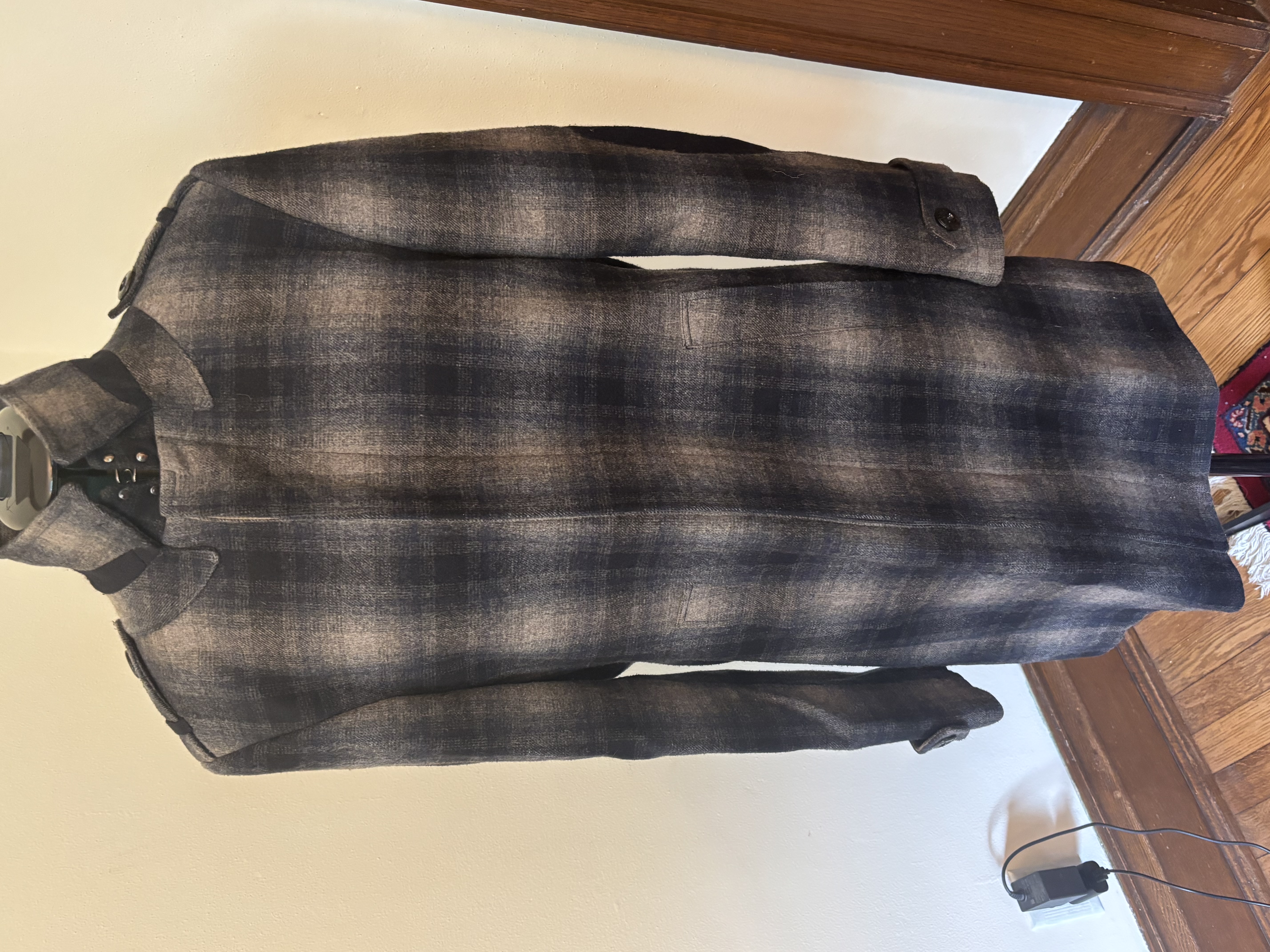 Sarar Plaid Wool Trench Coat