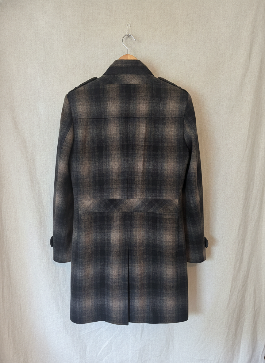 Sarar Plaid Wool Trench Coat