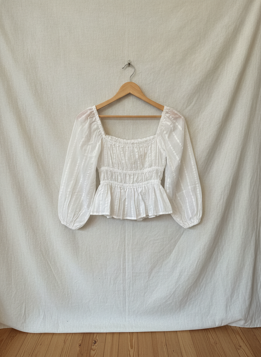 J.Crew White Peplum Blouse