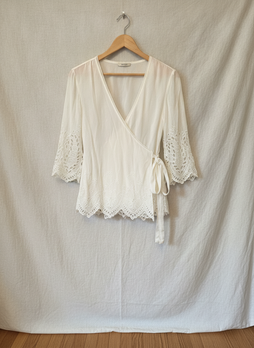 AllSaints Lace Trim Wrap Blouse