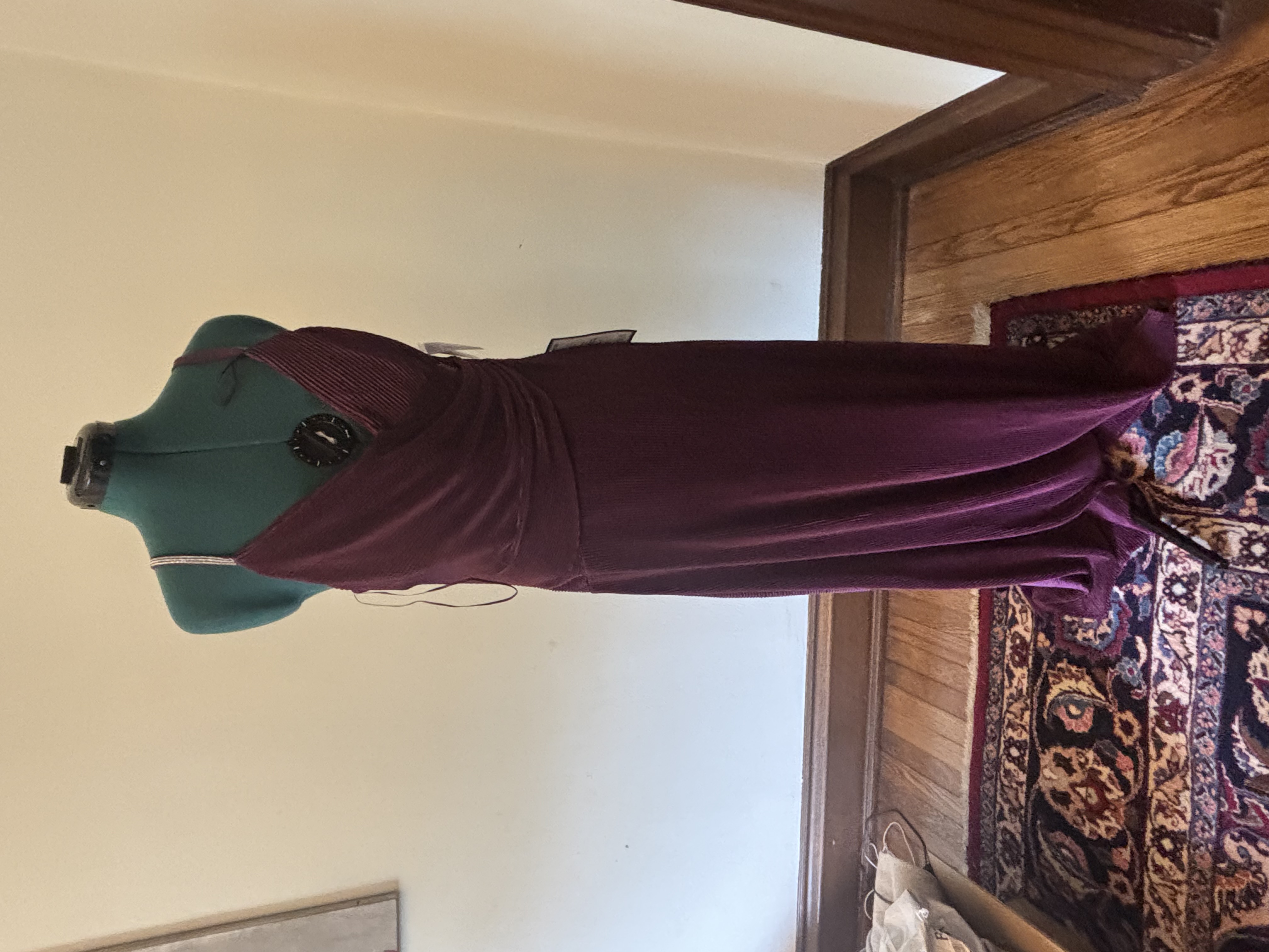 Nightway Burgundy Pleated Evening Gown