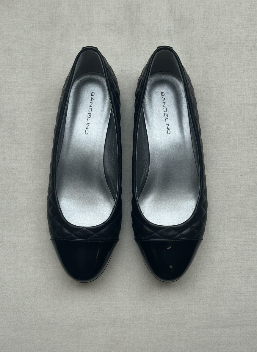 Bandolino Quilted Black Flats - Studio Shot