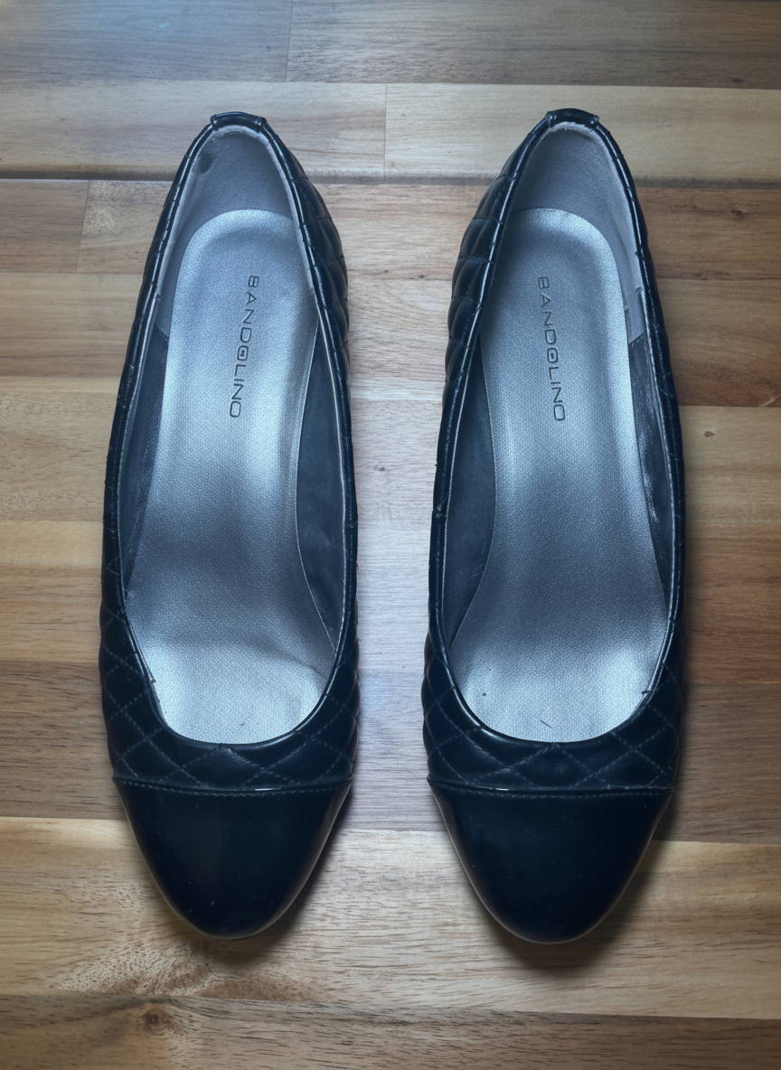 Bandolino Quilted Black Flats - Styled Flat-Lay