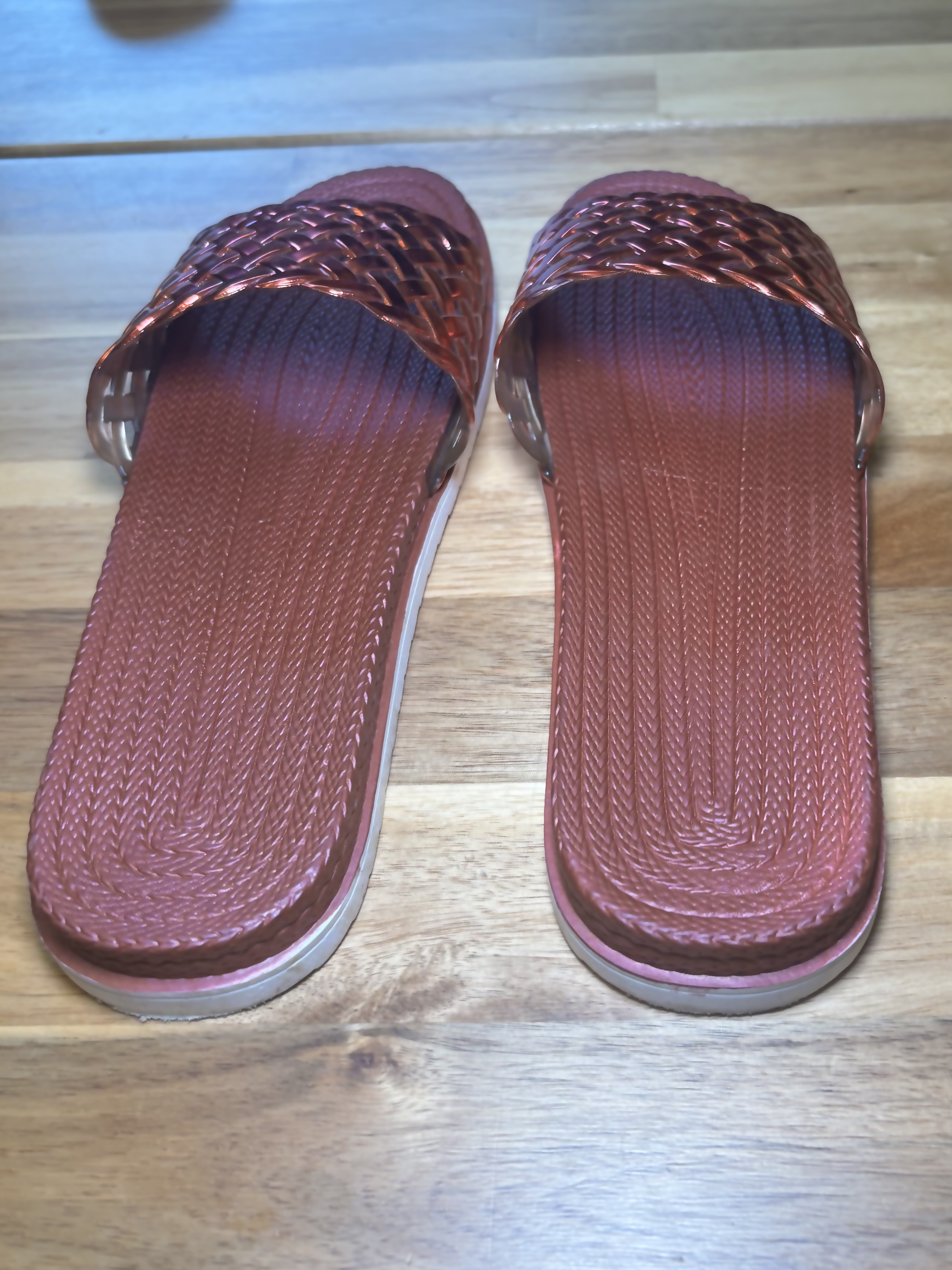 Unknown Designer Woven Red Slides