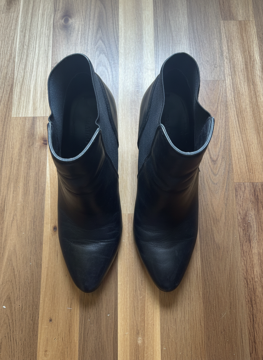Franco Sarto Sleek Black Ankle Boots - Styled Flat-Lay