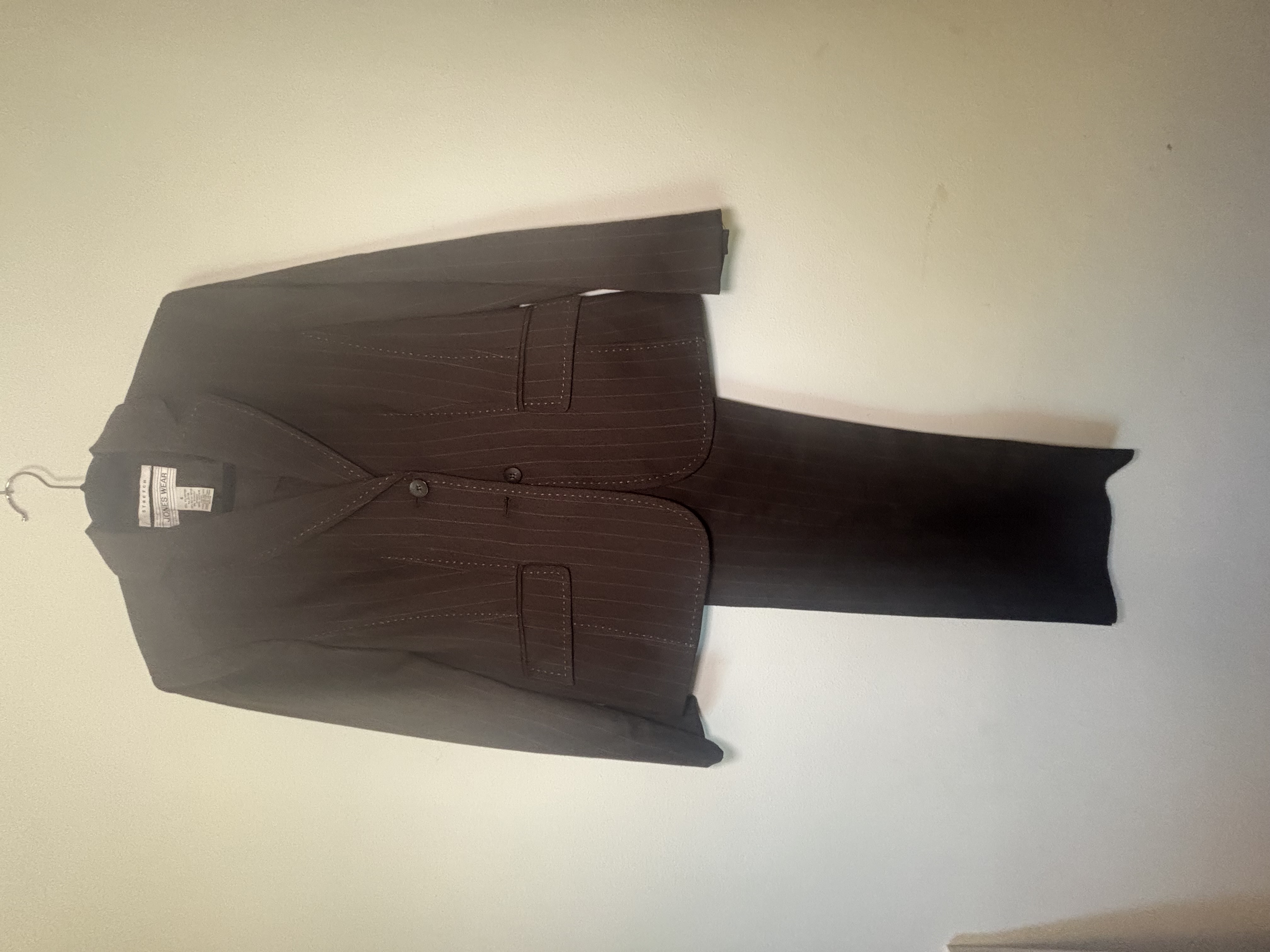 Jones Wear Pinstripe Brown Suit