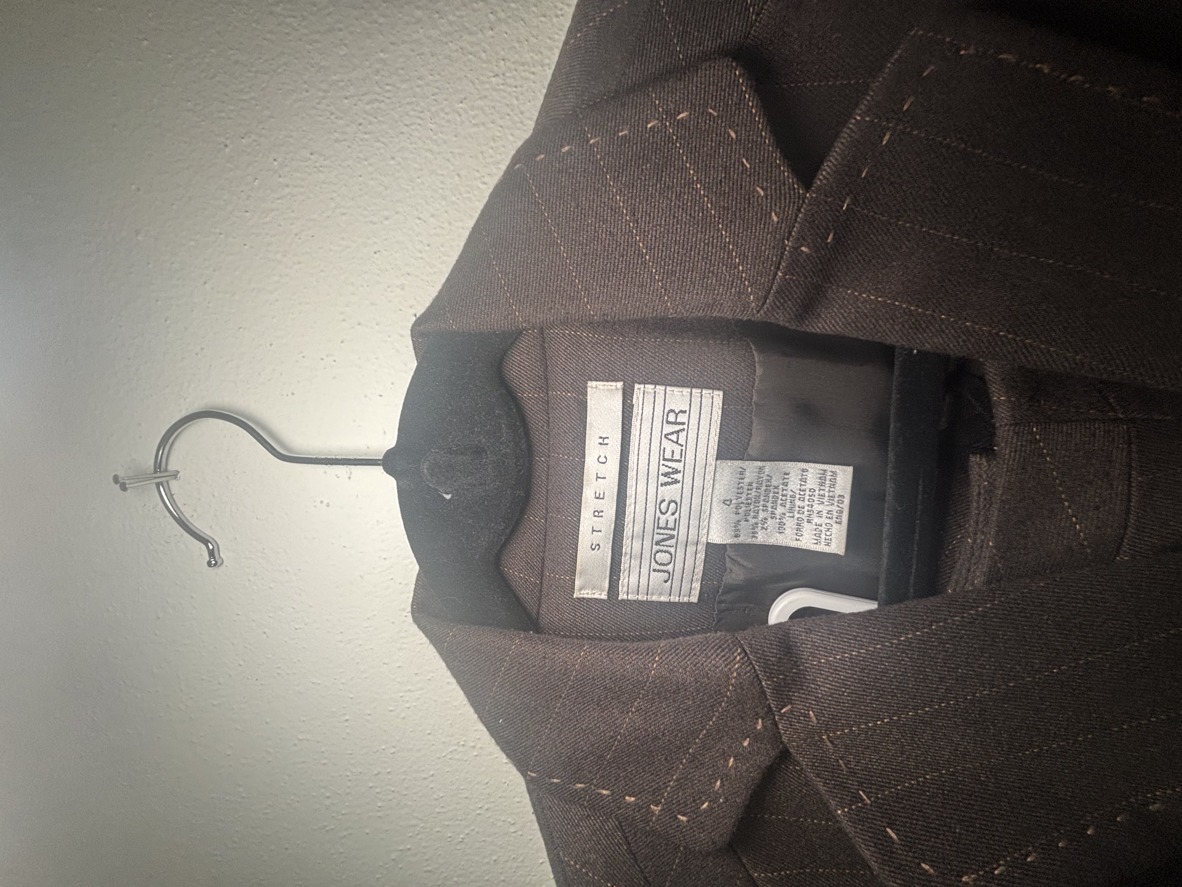 Jones Wear Pinstripe Brown Suit