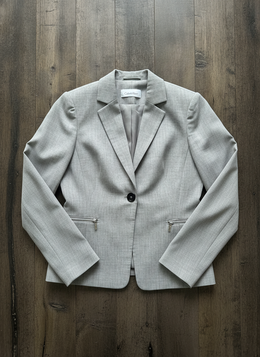 Calvin Klein Classic Gray Suit Jacket - Styled Flat-Lay
