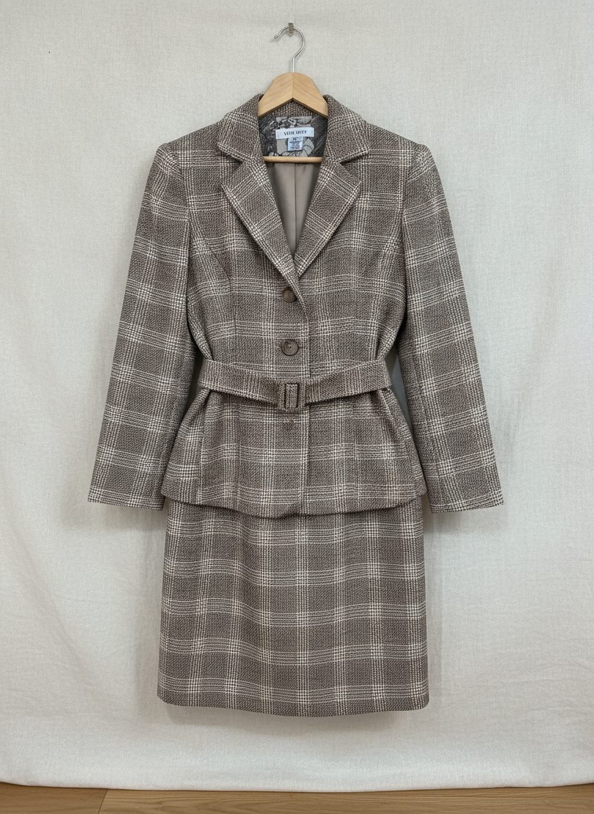 Nine West Plaid Skirt Suit - Studio Shot