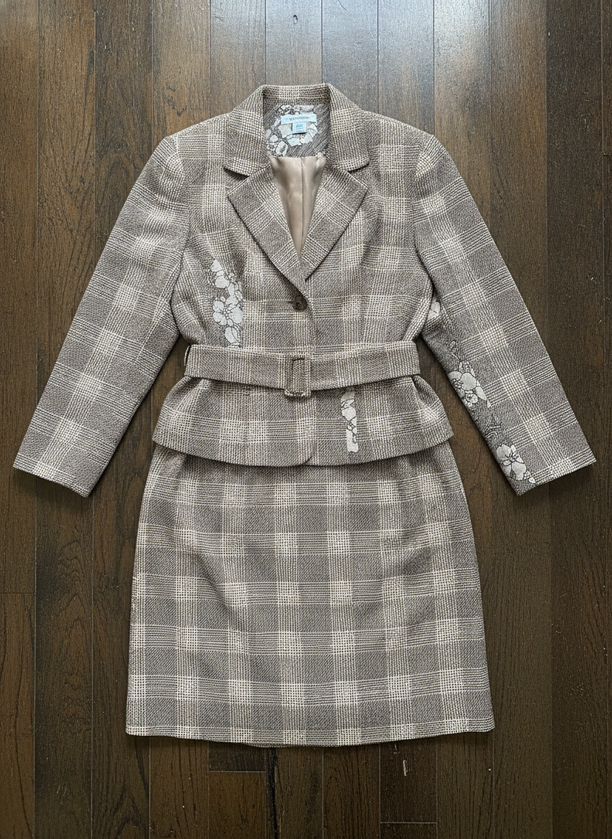 Nine West Plaid Skirt Suit - Styled Flat-Lay