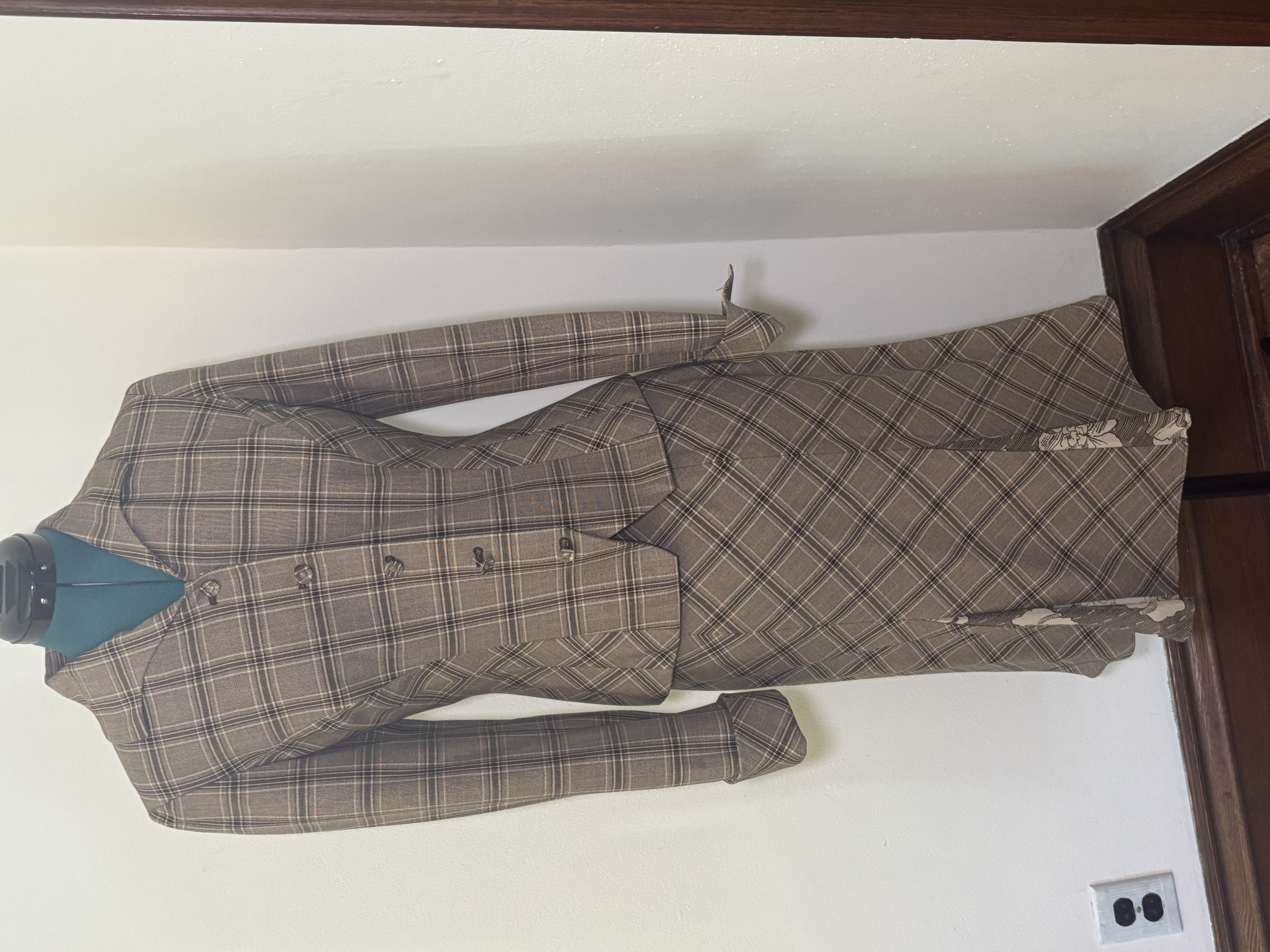 Nine West Plaid Skirt Suit Set