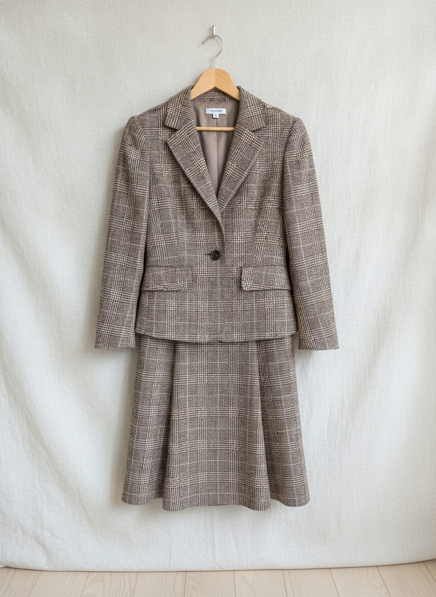 Nine West Plaid Skirt Suit Set - Studio Shot