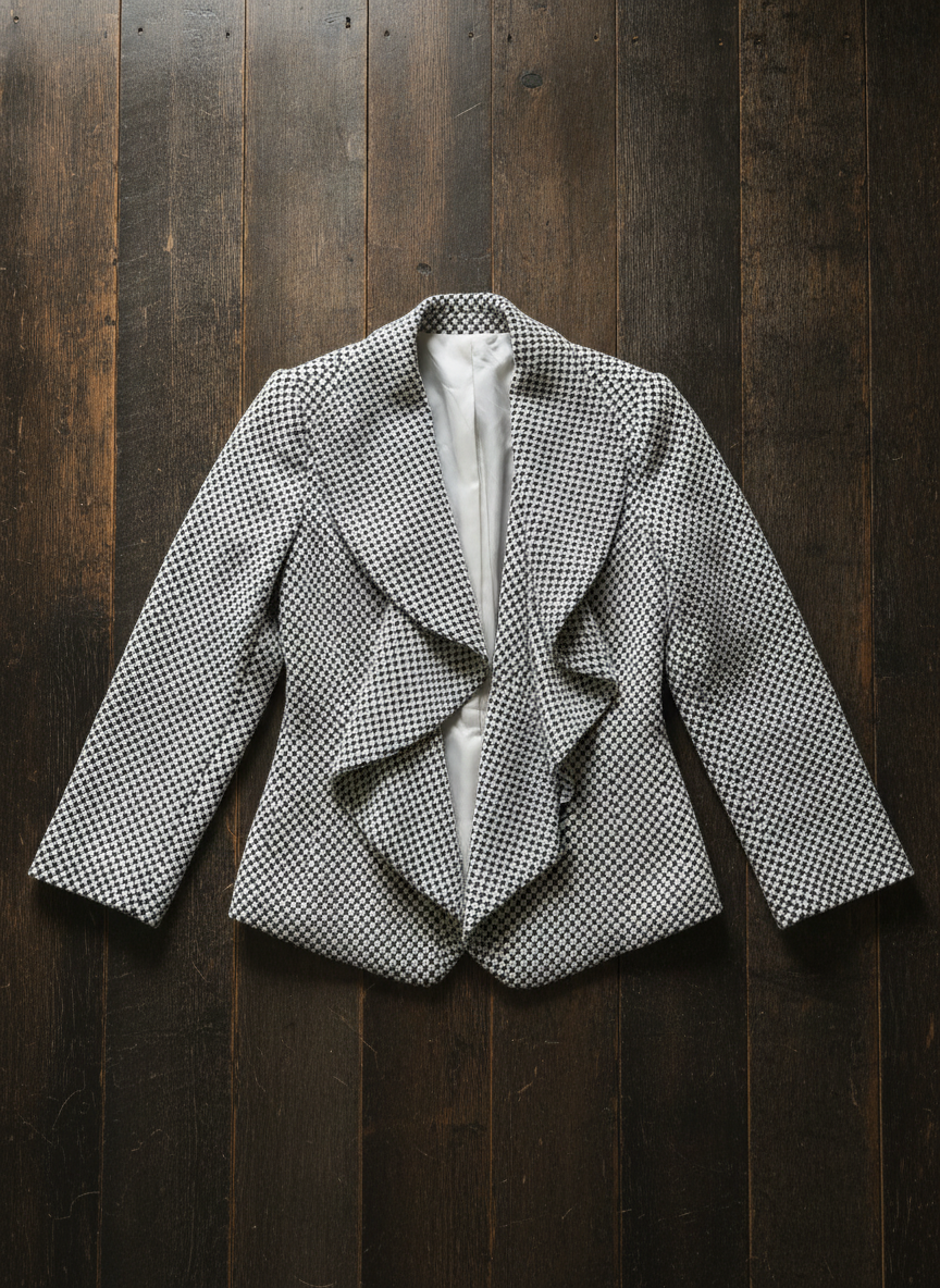 Calvin Klein Houndstooth Draped Blazer - Styled Flat-Lay